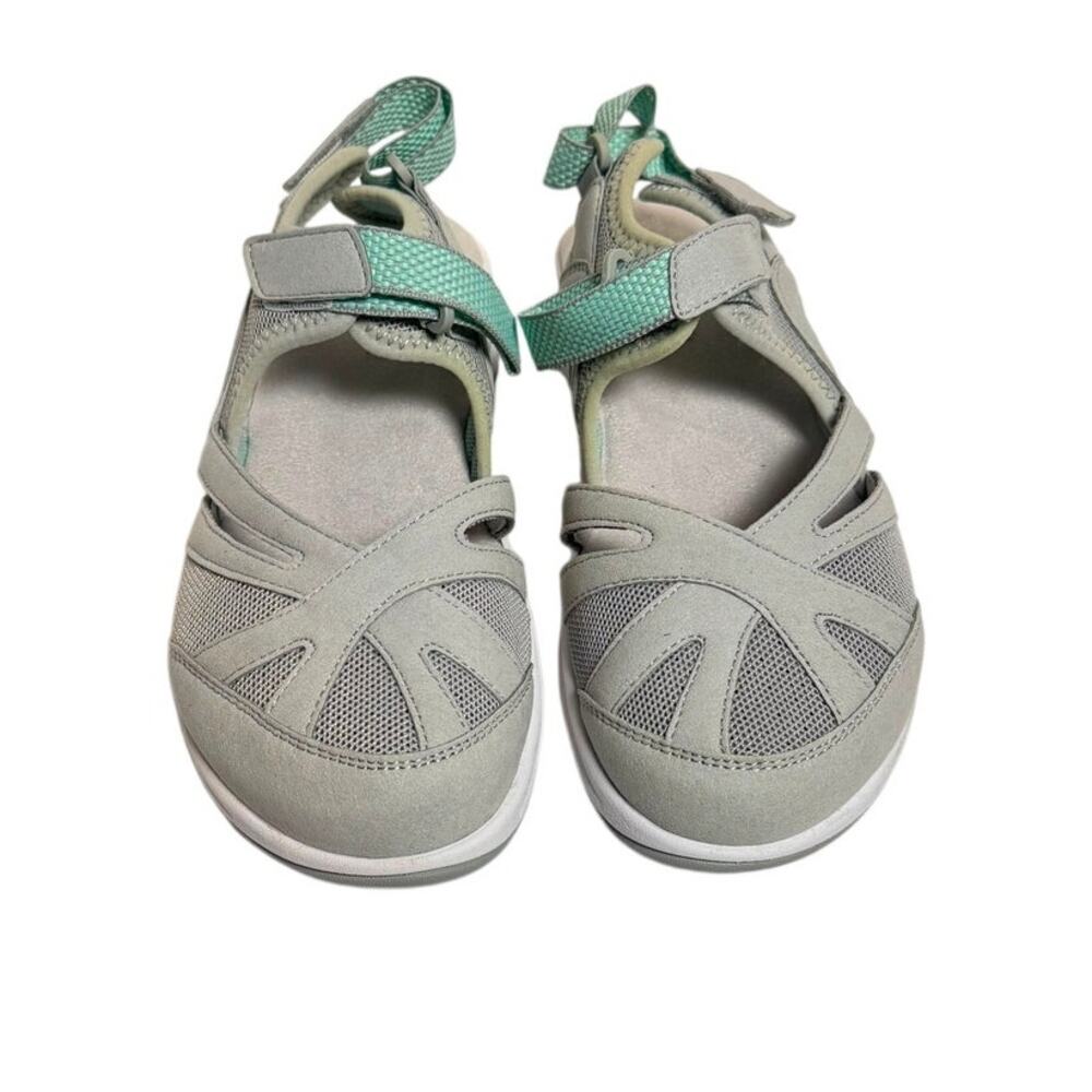 Easy Spirit Elora2 Women's Light Gray Strappy Sport Sandals Wide Width Size 6.5